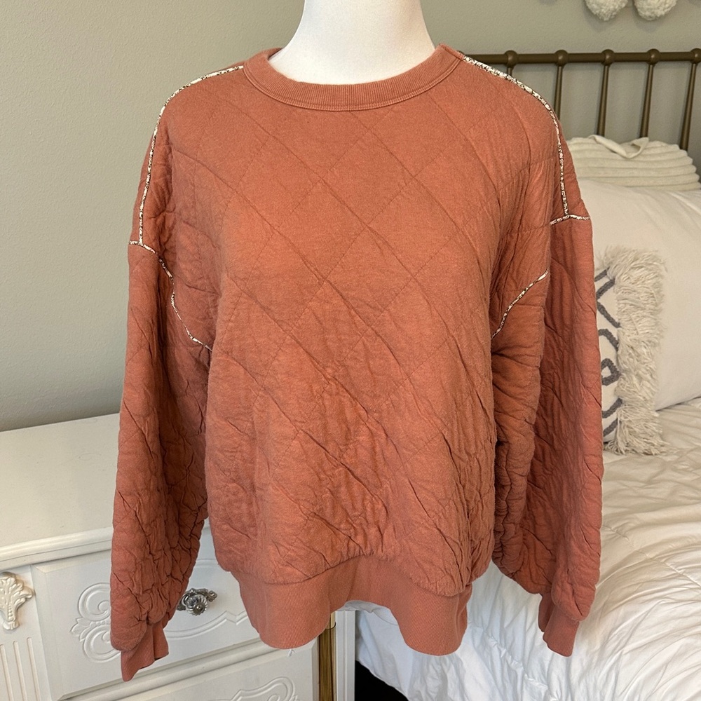 Universal Thread Terracotta Quilted Sweatshirt Wi… - image 1